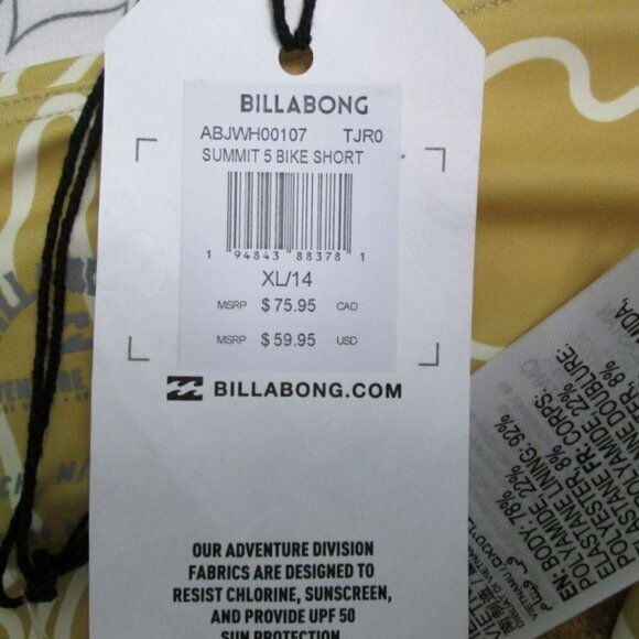 Billabong Summit 5 Pocket Print Bike Shorts Size: XL-Sweet Moss NWT - Picture 6 of 15